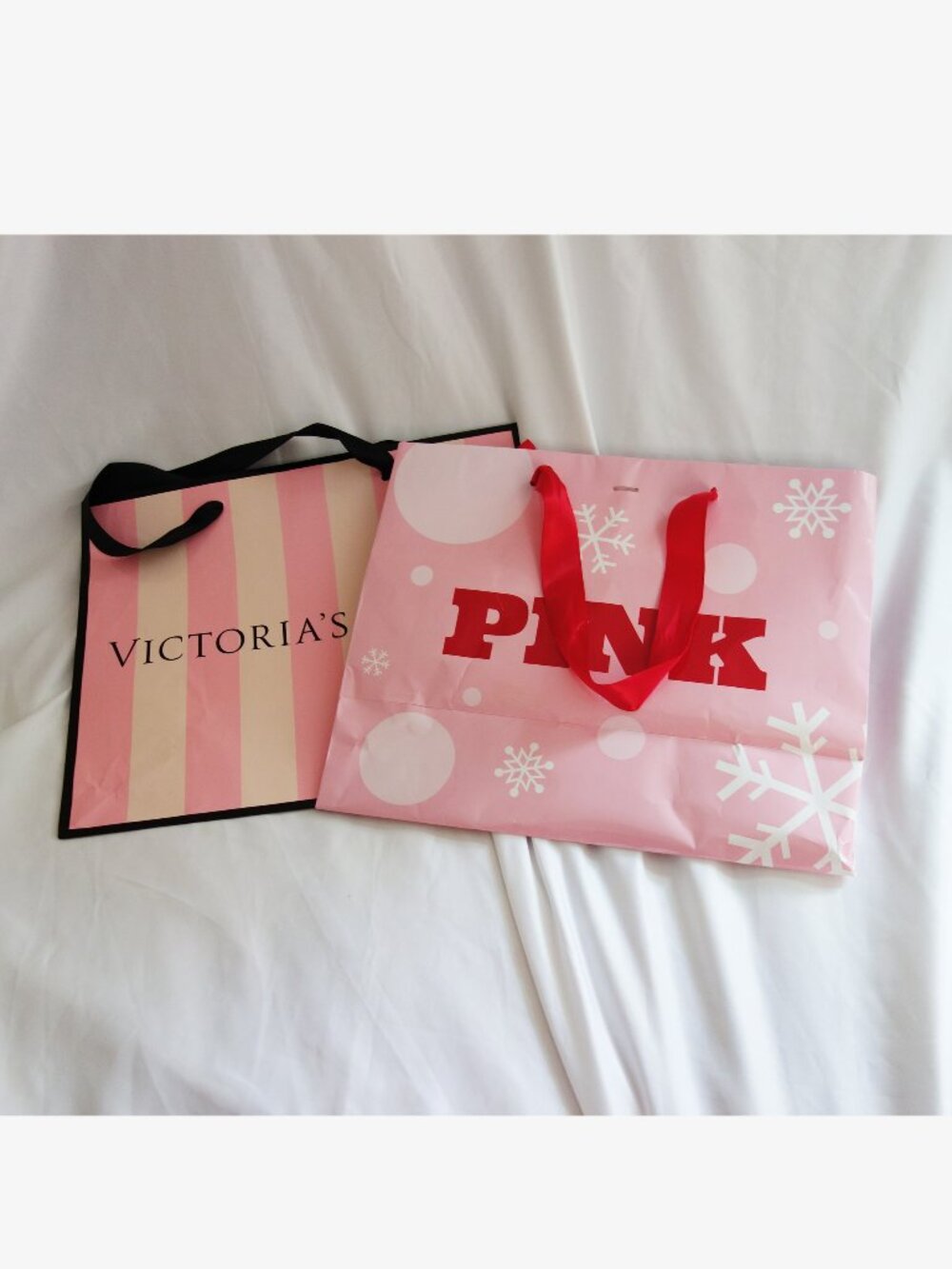 VS Pink Victoria's Secret Winter Theme Shopping Bags (a little winkled)